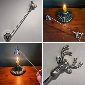 Stag Candle Extinguisher with long handle, avoids wax spill, Aluminium Candle Snuffer