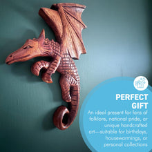 Load image into Gallery viewer, Flying Dragon Plaque in Hand Carved Wood, Wooden Mythical Flying Dragon Ornament
