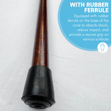 Load image into Gallery viewer, Varnished Beechwood Brown Classic Derby Walking Stick,  solid, lightweight wooden stick with rubber ferrule for stability and comfort
