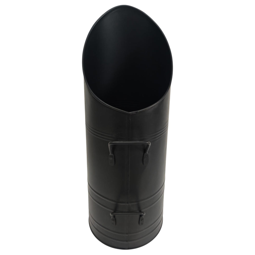 𝗕𝗟𝗔𝗖𝗞 𝗦𝗧𝗘𝗘𝗟 𝗖𝗢𝗔𝗟 𝗛𝗢𝗗/ 𝗦𝗖𝗨𝗧𝗧𝗟𝗘 𝗕𝗨𝗖𝗞𝗘𝗧 𝟱𝟱𝗰𝗺 – Tall Fireside Coal Scuttle with Handles | Fireplace & Hearth Accessories for Log Burners & Stoves