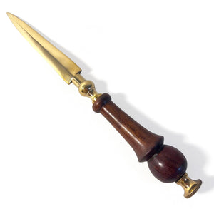 Brass Letter Opener with wooden round handle, Large Envelope Opener for school, home, or office use