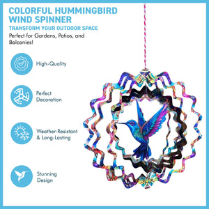 Vibrant Hummingbird Wind Spinner – Whimsical Garden & Outdoor Yard Décor