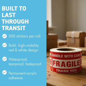 One Roll of Fragile Warning Stickers