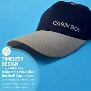 Cabin Boy Adjustable Navy Blue Baseball Cap, classic unisex cotton hat for casual, sports & outdoor wear