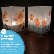 Load image into Gallery viewer, Set of 2 Floral Glass Votive Candle Holders,  Sunflower &amp; Yellow Tulip
