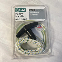 Load image into Gallery viewer, PULLEY HANDLE AND ROPE FOR LAWNMOWER | Lawn mower pull cord | Pull cord replacement to fit most petrol machines | Part number GP033 | 2 metre rope
