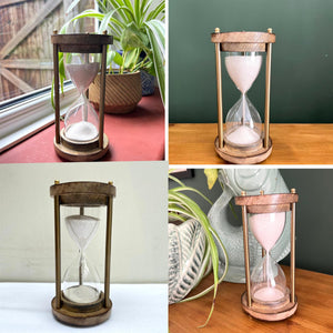 Vintage Glass Sand Timer in Wooden Stand | Vintage Egg Timer