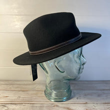 Load image into Gallery viewer, High quality black wide brim 100% wool felt fedora trilby hat - Small

