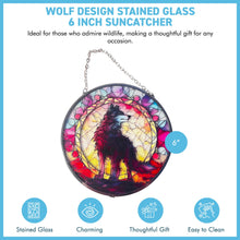 Load image into Gallery viewer, 6-Inch Wolf Design Stained Glass Suncatcher - Enhance Your Space with Beautiful, Colourful Light
