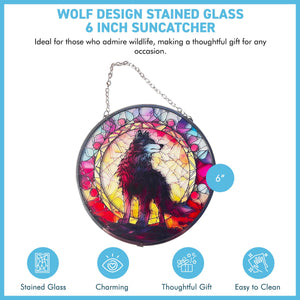 6-Inch Wolf Design Stained Glass Suncatcher - Enhance Your Space with Beautiful, Colourful Light