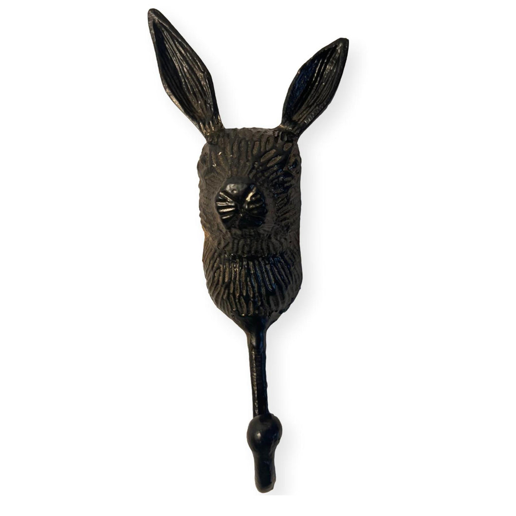 Sturdy Wall-Mounted Cast Iron Rabbit Head Hook Hanger for Hats, Coats, Clothes - Ideal for Kitchen, Bathroom, Bedroom, Office