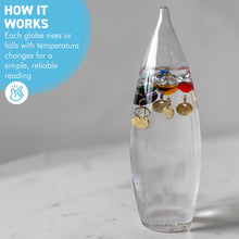 Load image into Gallery viewer, Galileo Thermometer Bullet Shaped Temperature Gauge Multicolored
