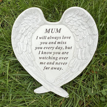 Load image into Gallery viewer, Angel Wings Memorial Ornament: Textured, Detailed Love Heart Plaque for Mum&#39;s Garden/Grave
