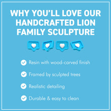 Load image into Gallery viewer, 𝗟𝗜𝗢𝗡 𝗙𝗔𝗠𝗜𝗟𝗬 𝗢𝗥𝗡𝗔𝗠𝗘𝗡𝗧, Resin Wood Effect Wildlife Figurine, Collectible Home Decor Gift
