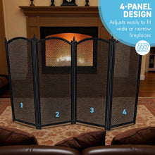 Load image into Gallery viewer, 𝗖𝗔𝗦𝗧 𝗜𝗥𝗢𝗡 𝟰-𝗣𝗔𝗡𝗘𝗟 𝗙𝗢𝗟𝗗𝗜𝗡𝗚 𝗠𝗘𝗦𝗛 𝗙𝗜𝗥𝗘 𝗚𝗨𝗔𝗥𝗗 𝟴𝟱𝘅𝟱𝟯𝗰𝗺 | Durable | Rust-Resistant | Fireplace Screen for Open Fire | Fire Safety | Hearth Protection
