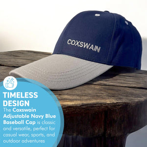 Coxswain Adjustable Navy Blue Baseball Cap, classic unisex cotton hat for casual, sports & outdoor wear