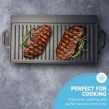Load image into Gallery viewer, Versatile Cast Iron Double-Sided Non-Stick Grill Pan for Perfect Grilling Indoors &amp; Outdoors
