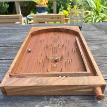 Load image into Gallery viewer, Classic vintage style TABLETOP PINBALL BAGATELLE GAME 40cm x 25cm, Spring plunger with brass pins and steel balls, Shesham Rose wood board, vintage traditional pub game
