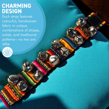 Load image into Gallery viewer, Peruvian style Wrist Bells with colourful strap, Handcrafted Percussion Instrument
