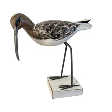 Load image into Gallery viewer, Large wooden FISHING CURLEW BIRD ORNAMENT | Seaside gifts | Wooden beach ornaments | Beach hut accessories | Nautical decorations | Ornaments for the home | 28cm (H) x 26cm (L) x 11cm (D)

