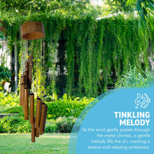Load image into Gallery viewer, 67cm Long Indonesian Home and Garden Bamboo Spiral Windchime | chime ornament | wooden wind chimes | Classic Zen Garden windchime for relaxation | Bamboo wind chimes for garden.
