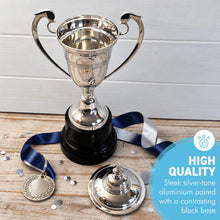 Load image into Gallery viewer, The 30cm Silver Trophy Cup – Aluminium with a Contrasting Black Base
