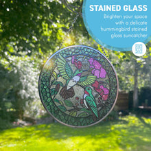 Load image into Gallery viewer, Hummingbird Design Stained Glass Suncatcher - 6-Inch Window Art Decoration
