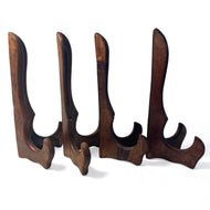 Wooden Plate Display Stands 25cm – Set of 4 Hinged Easel Holders