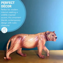 Load image into Gallery viewer, 𝗪𝗢𝗢𝗗𝗘𝗡 𝗘𝗙𝗙𝗘𝗖𝗧 𝗧𝗜𝗚𝗘𝗥 𝗢𝗥𝗡𝗔𝗠𝗘𝗡𝗧 | 𝟮𝟯𝗖𝗠 𝗫 𝟭𝟯𝗖𝗠 𝗫 𝟲𝗖𝗠 | Freestanding Home Decor | Tiger Gift | Animal Figure | Animal Gifting
