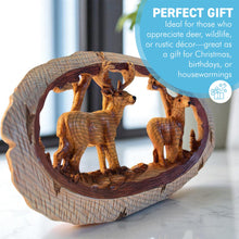 Load image into Gallery viewer, 𝗪𝗢𝗢𝗗𝗘𝗡 𝗘𝗙𝗙𝗘𝗖𝗧 𝗦𝗧𝗔𝗚 &amp; 𝗗𝗢𝗘 𝗢𝗥𝗡𝗔𝗠𝗘𝗡𝗧 – Hand-Carved Style Deer Figurine, Rustic Woodland Animal Decor for Home, Cabin, or Lodge
