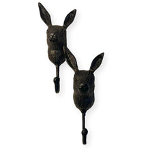 Load image into Gallery viewer, Pair of Sturdy Wall-Mounted Cast Iron Rabbit Head Hook Hanger for Hats, Coats, Clothes - Ideal for Kitchen, Bathroom, Bedroom, Office
