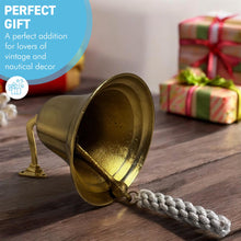 Load image into Gallery viewer, Brass Wall Mounted Traditional Ships Bell,  perfect for home bar, gardens &amp; pub decor
