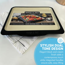 Load image into Gallery viewer, Dual Tone ENAMEL BAKING DISH 37cm – OVEN &amp; ROASTING TRAY with Handles, Dishwasher Safe
