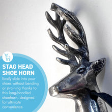 Load image into Gallery viewer, Long-Handled Aluminum Stag Head Shoe Horn, durable and easy to use shoehorn for effortless footwear access
