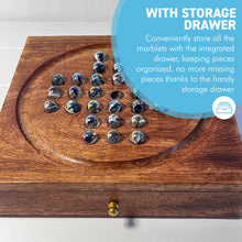 Load image into Gallery viewer, Wooden Solitaire with Drawer for Polar Marbles | Travel Games | Strategic &amp; Traditional Games | Perfect for Adults &amp; Family Fun

