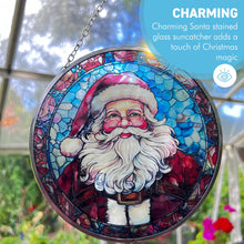 Load image into Gallery viewer, Father Christmas 6-Inch Stained Glass Suncatcher Featuring Santa Claus Design, Festive Holiday Decor
