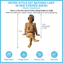 Load image into Gallery viewer, Retro Style Fat Bathing Lady in Red Striped Bikini, Novelty Bathroom Figurine
