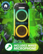 Load image into Gallery viewer, Refurbished Majority Pulse 2 Bluetooth Karaoke 𝗣𝗔𝗥𝗧𝗬 𝗦𝗣𝗘𝗔𝗞𝗘𝗥 with AI Smart Lights– Compact, Portable, Party-Ready Audio for Home, Outdoor, and Events
