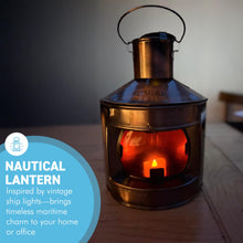 Load image into Gallery viewer, Vintage Style 20cm 𝗠𝗘𝗧𝗔𝗟 𝗣𝗢𝗥𝗧 𝗟𝗔𝗡𝗧𝗘𝗥𝗡 – 𝗡𝗔𝗨𝗧𝗜𝗖𝗔𝗟 𝗧𝗘𝗔 𝗟𝗜𝗚𝗛𝗧 𝗛𝗢𝗟𝗗𝗘𝗥 Maritime Gift
