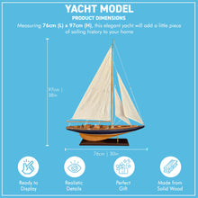 Load image into Gallery viewer, J CLASS WOODEN SAILING YACHT MODEL 76CM | America’s Cup Racing Sailboat 97cm High | Nautical Display Ornament | Ideal Gift | Partly Assembled Model Boat Kit
