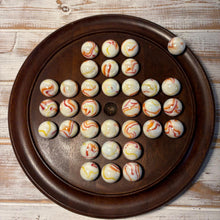Load image into Gallery viewer, 30cm Dark Wood  Board Solitaire with Gelato 25mm Marbles
