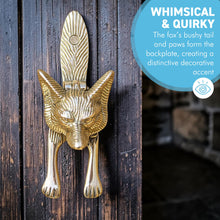 Load image into Gallery viewer, Solid Brass Fox Door Knocker, Unique Fox Design, Handcrafted Animal Detailing, Smart Door Hardware

