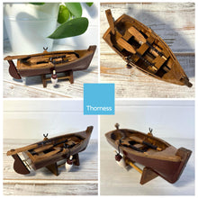 Load image into Gallery viewer, BROWN HULL MODEL ROWING BOAT | Sailing | Yacht | Boats | Models | Nautical Gift | Sailing Ornaments | Boat on Stand | 14cm (L) x 5cm (H) x 5.5cm (W)
