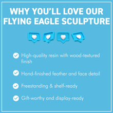 Load image into Gallery viewer, 𝗙𝗟𝗬𝗜𝗡𝗚 𝗘𝗔𝗚𝗟𝗘 𝗦𝗖𝗨𝗟𝗣𝗧𝗨𝗥𝗘, Resin Wood Effect Bird of Prey Figurine, Decorative Wildlife Ornament for Home &amp; Office
