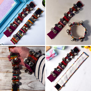 2 x Peruvian style Wrist Bells with colourful strap, Handcrafted Percussion Instruments