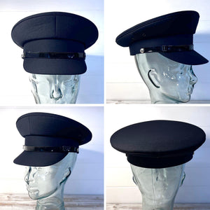 Size 61cm | X Large Navy Blue Chauffeur Style Peaked Cap | Traditional style ideal for weddings, school proms and special events| Driving Cap | UK size 7 1/2 | US size 7 5/8