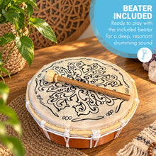 Load image into Gallery viewer, Shamanic hand drum with beater handmade in Bali with natural skin
