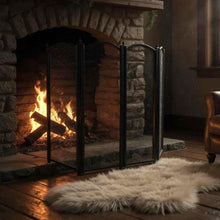 Load image into Gallery viewer, 𝗖𝗔𝗦𝗧 𝗜𝗥𝗢𝗡 𝟰-𝗣𝗔𝗡𝗘𝗟 𝗙𝗢𝗟𝗗𝗜𝗡𝗚 𝗠𝗘𝗦𝗛 𝗙𝗜𝗥𝗘 𝗚𝗨𝗔𝗥𝗗 𝟴𝟱𝘅𝟱𝟯𝗰𝗺 | Durable | Rust-Resistant | Fireplace Screen for Open Fire | Fire Safety | Hearth Protection
