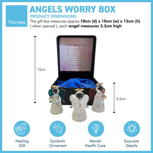 Angels worry box | Mindfulness box | Spiritual gifts | |mental health | guardian angel worry box for your loved ones | Includes 3 glass worry angels with gilded wings | Gift Packaged | Grief Gifts | Angel gifts