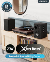 Load image into Gallery viewer, Refurbished Majority 𝗕𝗢𝗢𝗞𝗦𝗛𝗘𝗟𝗙 𝗣𝗔𝗦𝗦𝗜𝗩𝗘 𝗦𝗣𝗘𝗔𝗞𝗘𝗥𝗦 |Hi-Fi Stereo Speakers Pair for Tuners Hi-Fi systems with build in amplifiers | Stereo 2.0, 60W RMS | Solid Build and Compact Size D70X Passive BLACK
